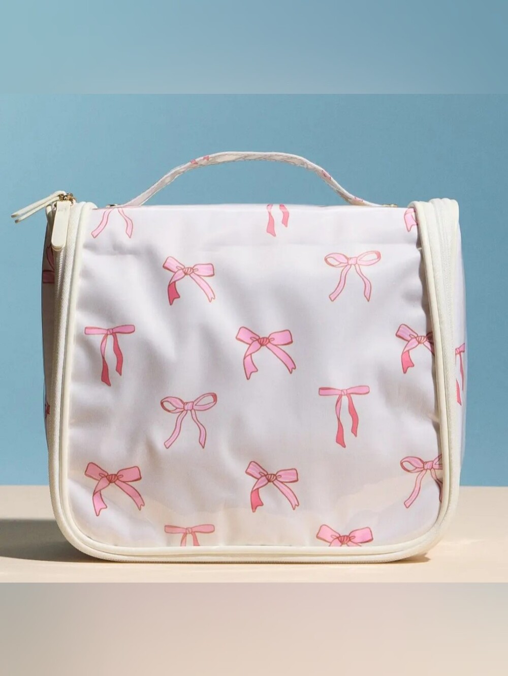 Pink Bow Hanging Toiletry Bag Organizer